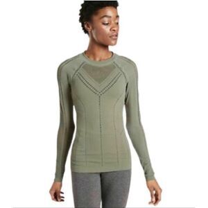 Athleta Oxygen Top in Laurel Olive Green Long Sleeve Women’s Size Small